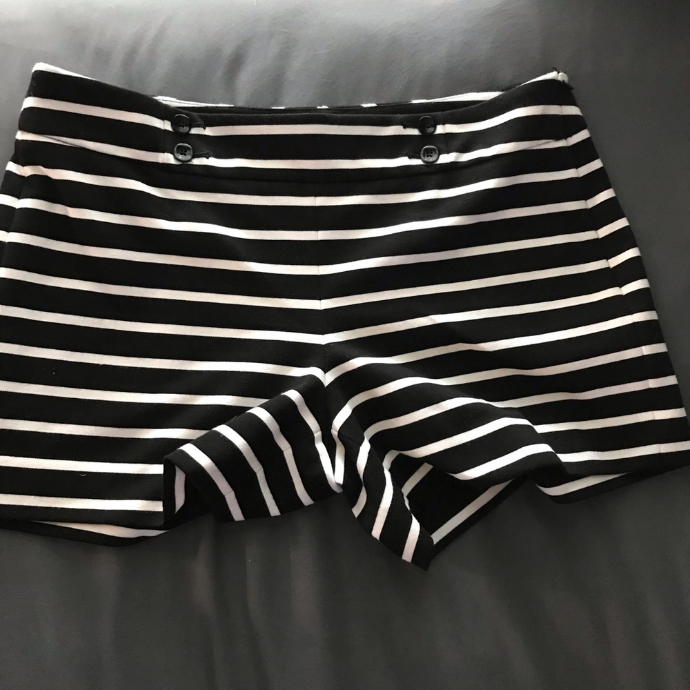 Black and white striped shorts
